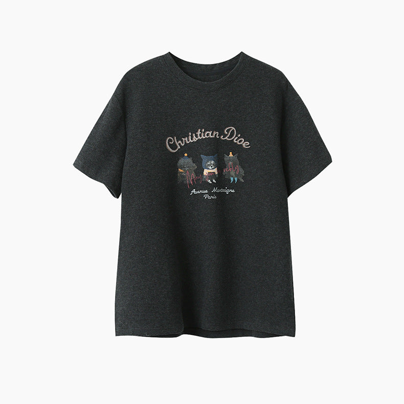 【LD11128】 實拍早春貓咪磨毛厚款T恤260128