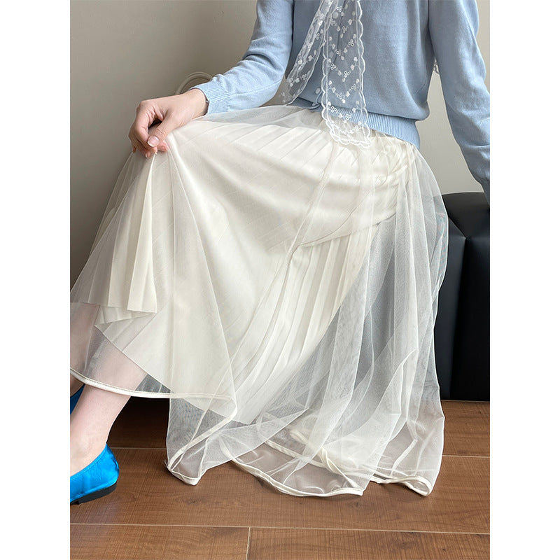 【cimYL706】實拍春夏仙氣飄飄鬆緊腰大A紗裙250403
