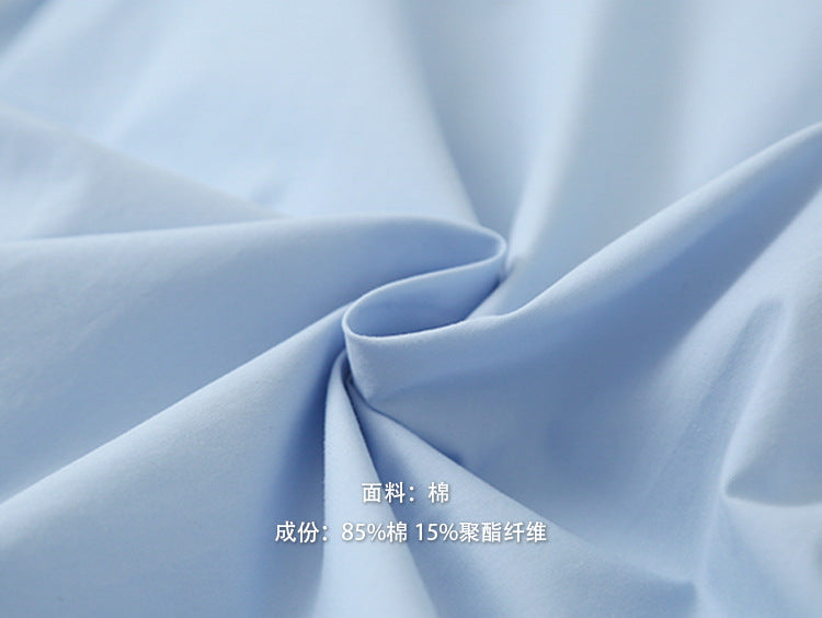 【LD2732】實拍韓版字母刺繡藍色襯衫250908