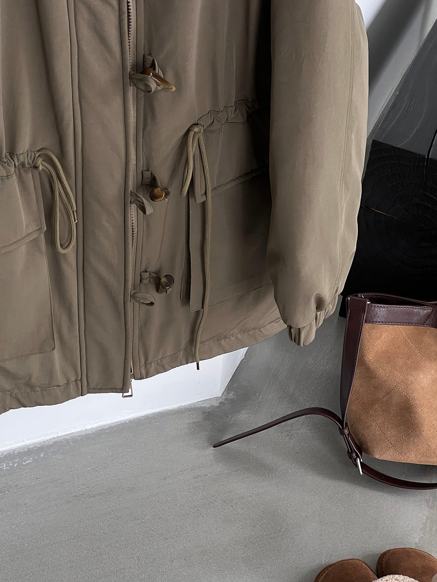 【cimz1727】實拍行走的火爐重工牛角扣大翻領工裝羽絨外套大衣(白鴨絨50)251120