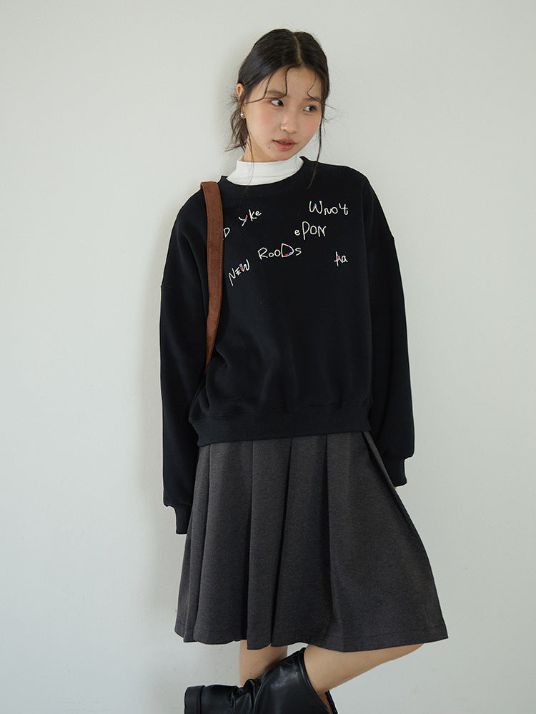 【LD3270】 實拍精品刺繡珠寬鬆厚款長袖衛衣(加絨)251020