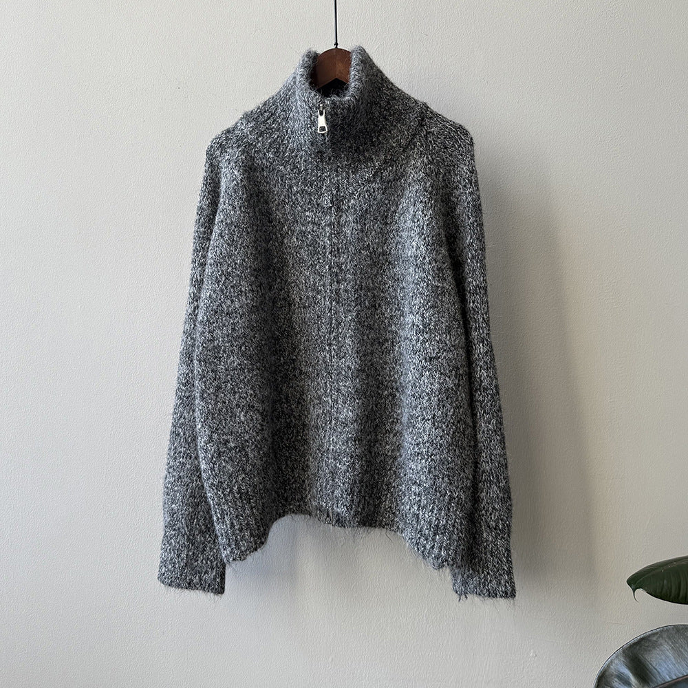 【YP1042】 實拍軟糯寬鬆高領針織毛衣外套(含羊毛4%) 251023