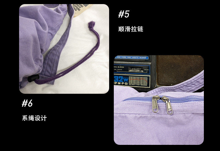 【B7817】韓國文藝肩背抽皺帆布肩背包250514