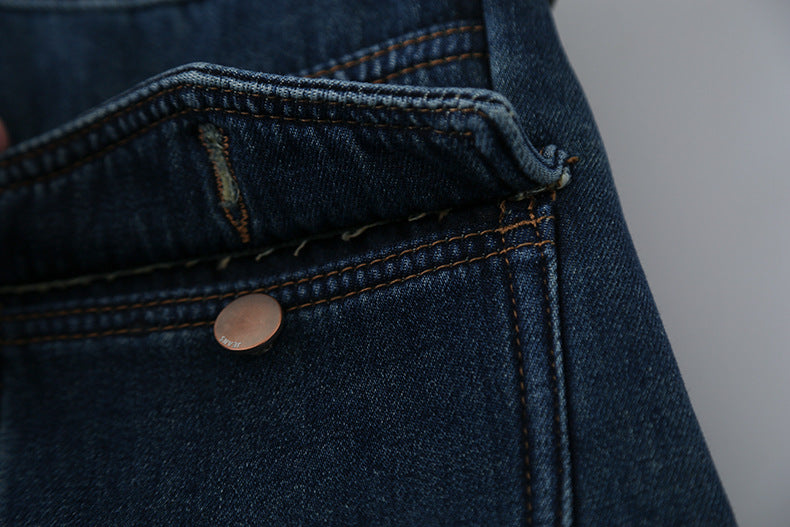 【LD11049】實拍S~XL美式加絨加厚高腰牛仔褲+皮帶腰包251202