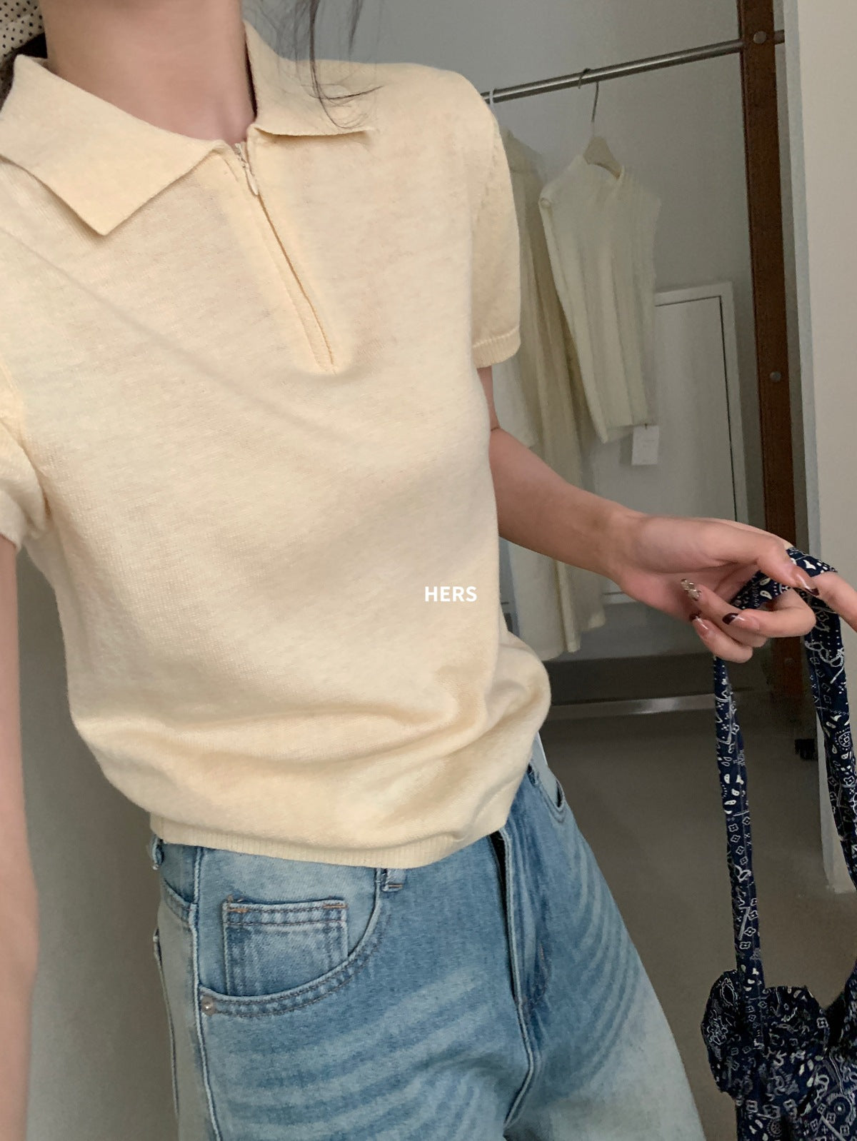 【hers20405】實拍HERS夏季簡約針織polo衫250505