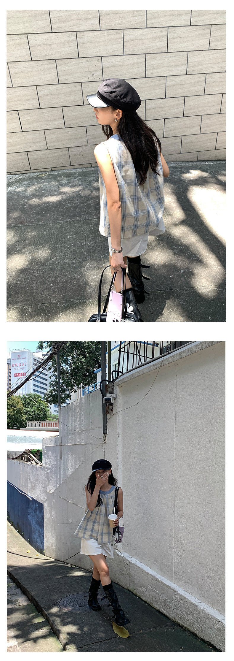 【H5360】實拍夏天清新格紋背心250708