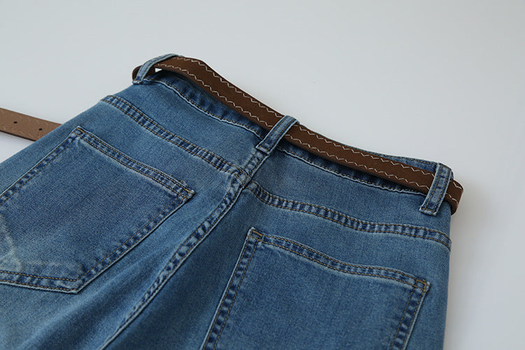 【LD11246】實拍S~XL美式復古大長腿👖高腰彈力顯瘦微喇叭寬鬆直筒牛仔褲260414