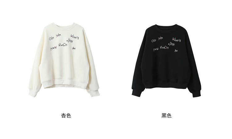 【LD3270】 實拍精品刺繡珠寬鬆厚款長袖衛衣(加絨)251020