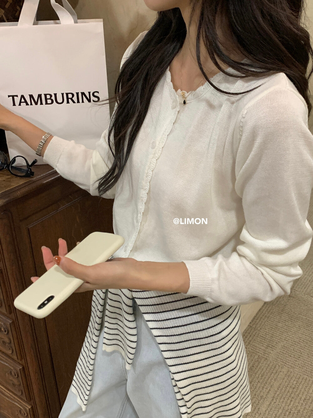 【L006833】實拍檸檬家漂亮花邊長袖針織開衫250901