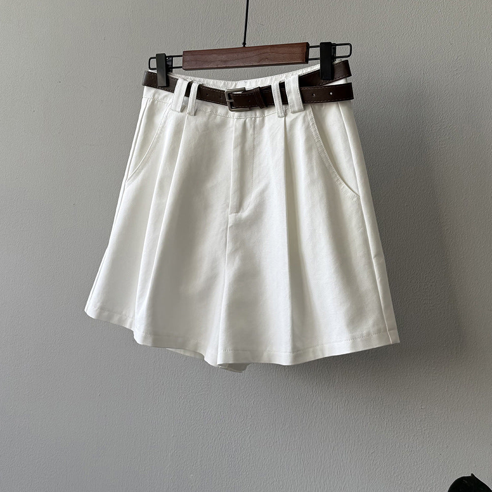 【Y82325】實拍S~XL夏季氣質休閒|高腰西裝顯瘦短褲(含腰帶)250424