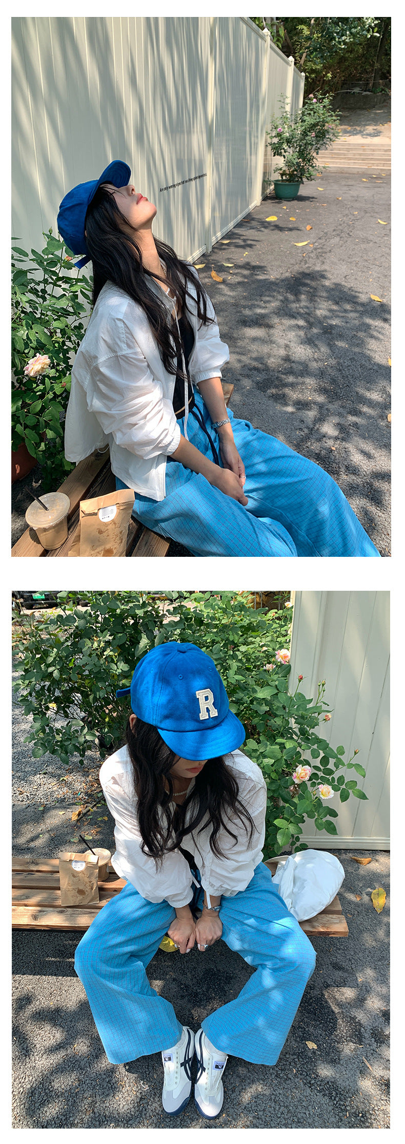 【H5164】實拍夏天舒適休閒格紋寬鬆闊腿褲抽繩鬆緊腰250407
