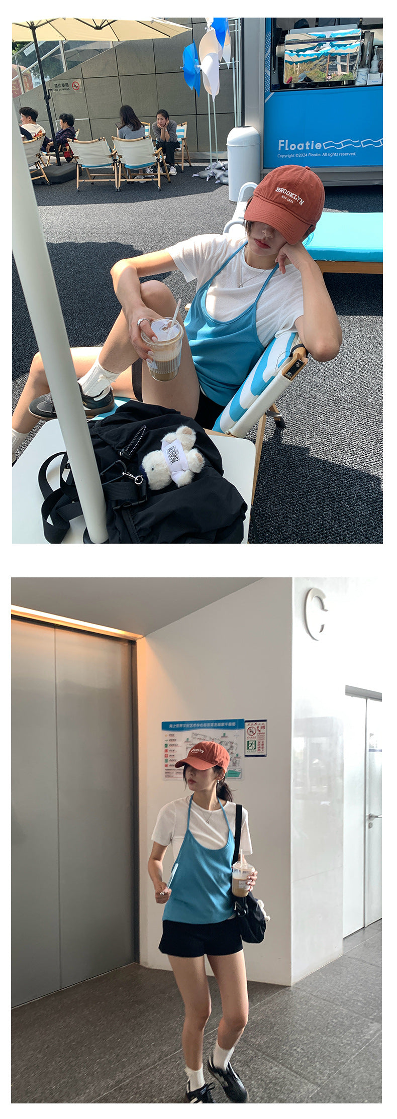 【H5157】實拍夏天掛脖吊帶+微透短袖T恤250331