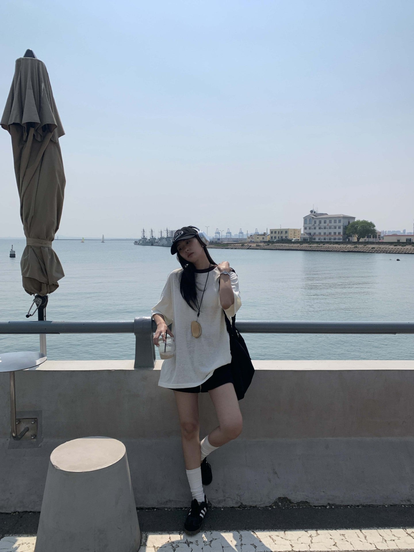 【H5310】 實拍韓系慵懶雪花棉寬鬆五分袖防曬T恤250610