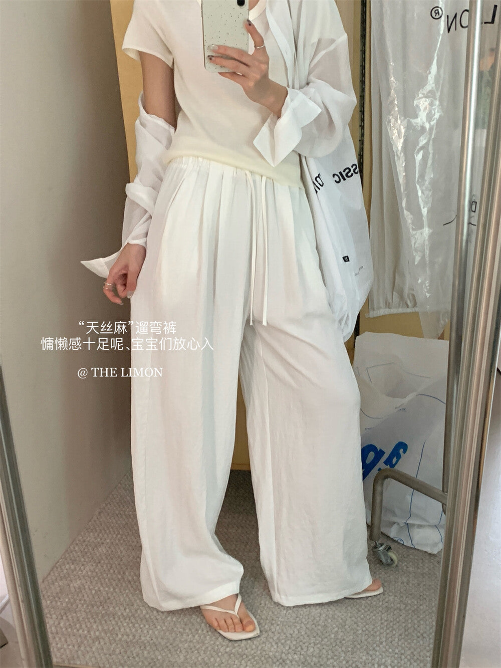 【L8327】實拍夏季亞麻垂感直筒高腰長褲250505