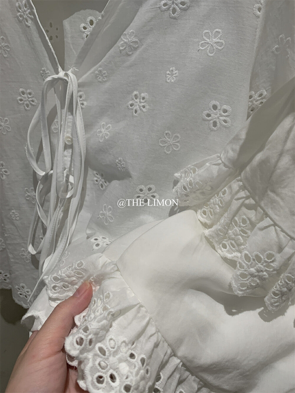 【L8679】實拍檸檬重工水溶刺繡上衣+蕾絲花邊裙 套裝250519