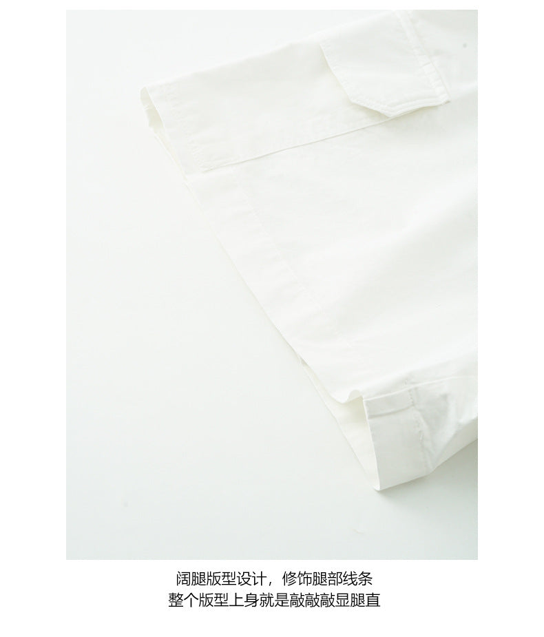 【H5182】實拍棉質工裝抽繩鬆緊腰口袋短褲250415