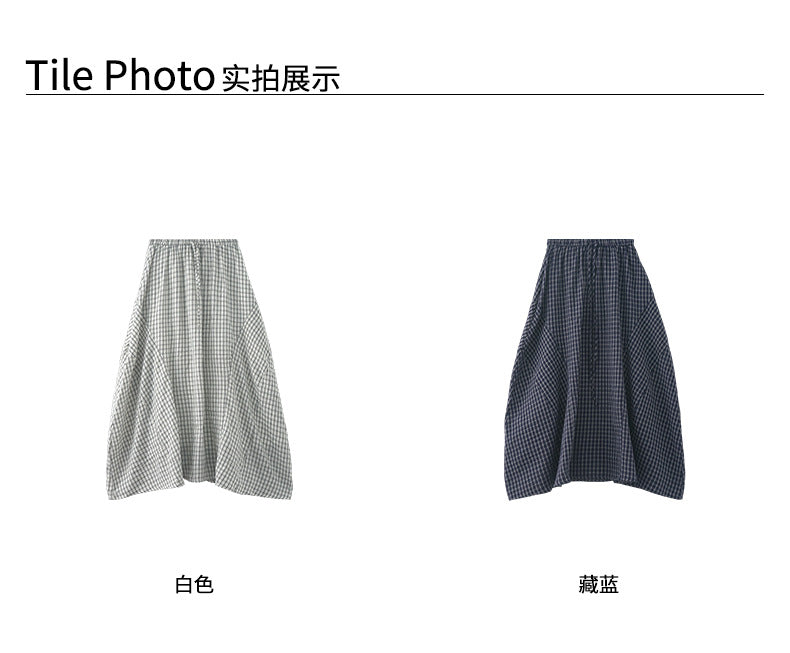 【H5301】實拍夏季輕爽格子氣球長裙250610