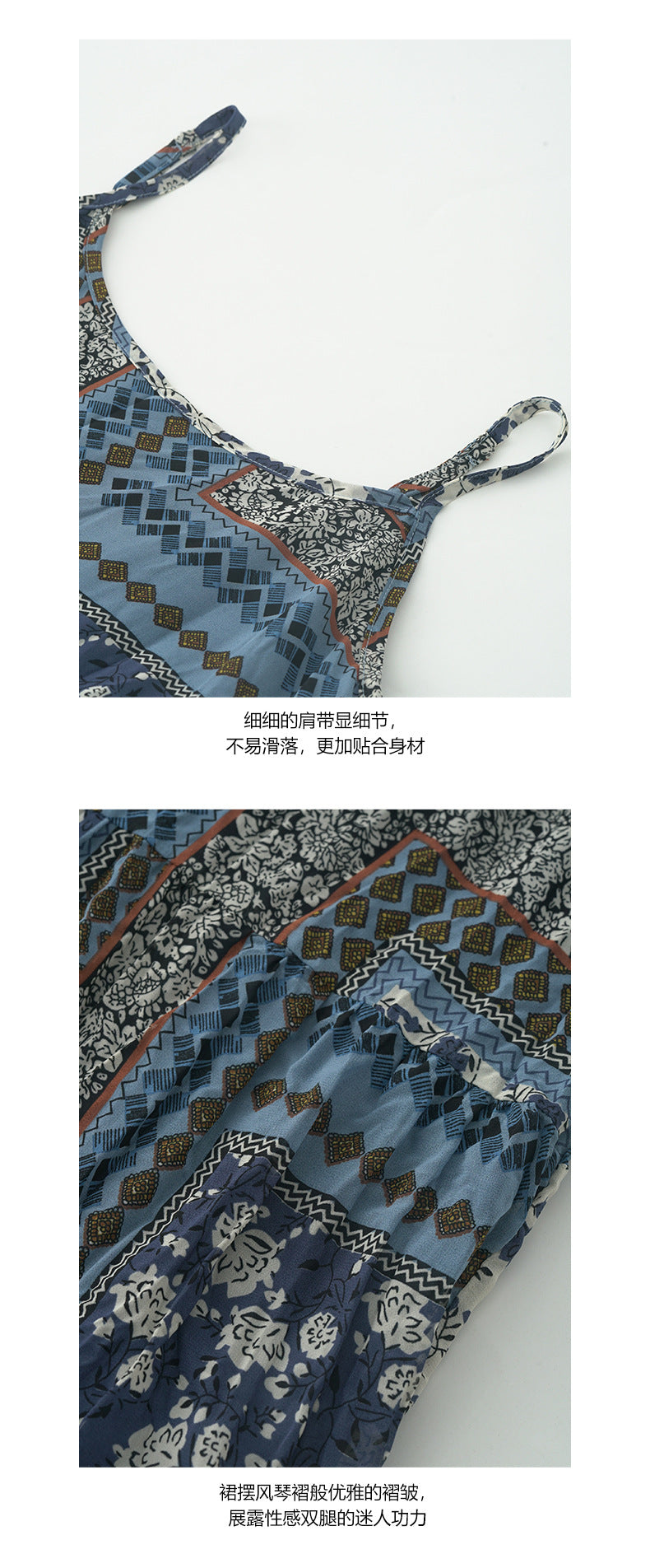 【H5190】實拍夏天海邊度假大A雪紡吊帶洋裝250415