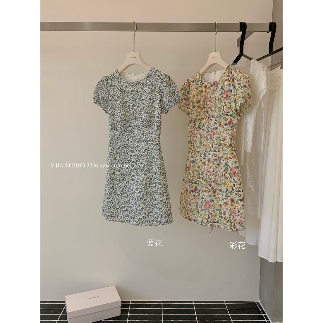 【L7038】Y.JIA法式浪漫度假風🌸復古碎花百搭收腰顯瘦圓領短版連身洋裝260602