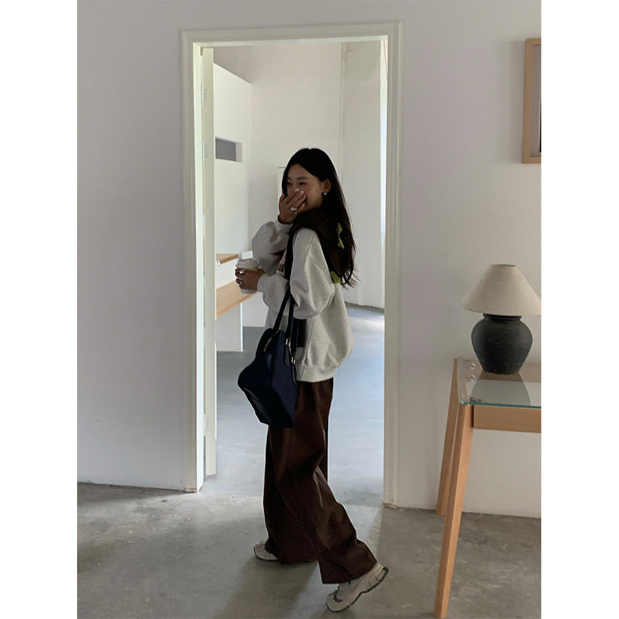 【H5443】實拍復古美拉德高腰彎刀休閒褲250923