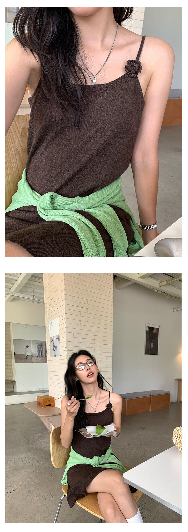 【H5265】實拍夏季甜美手工鉤花吊帶洋裝 雜飾裙襬顯瘦款250520