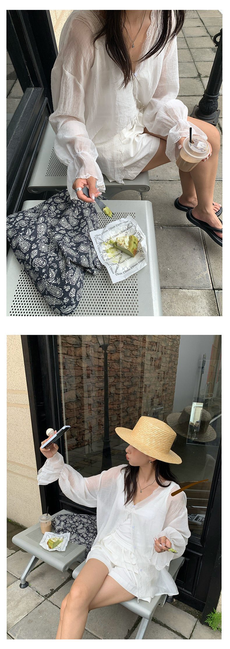 【H5261】實拍夏季韓系純白防曬長袖 寬鬆棉麻罩衫250513