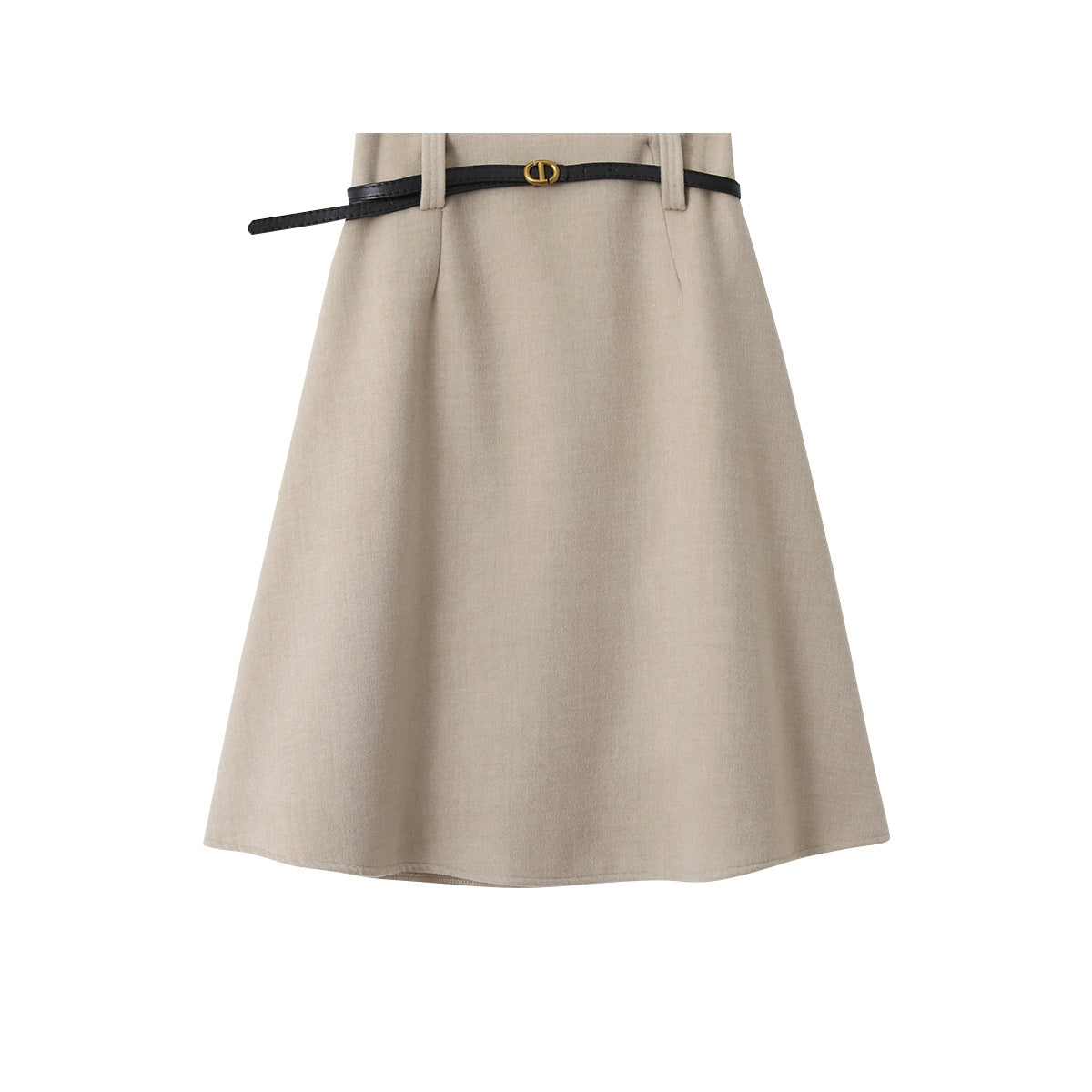 【LD11070】實拍氣質毛呢A字傘裙+腰帶251209