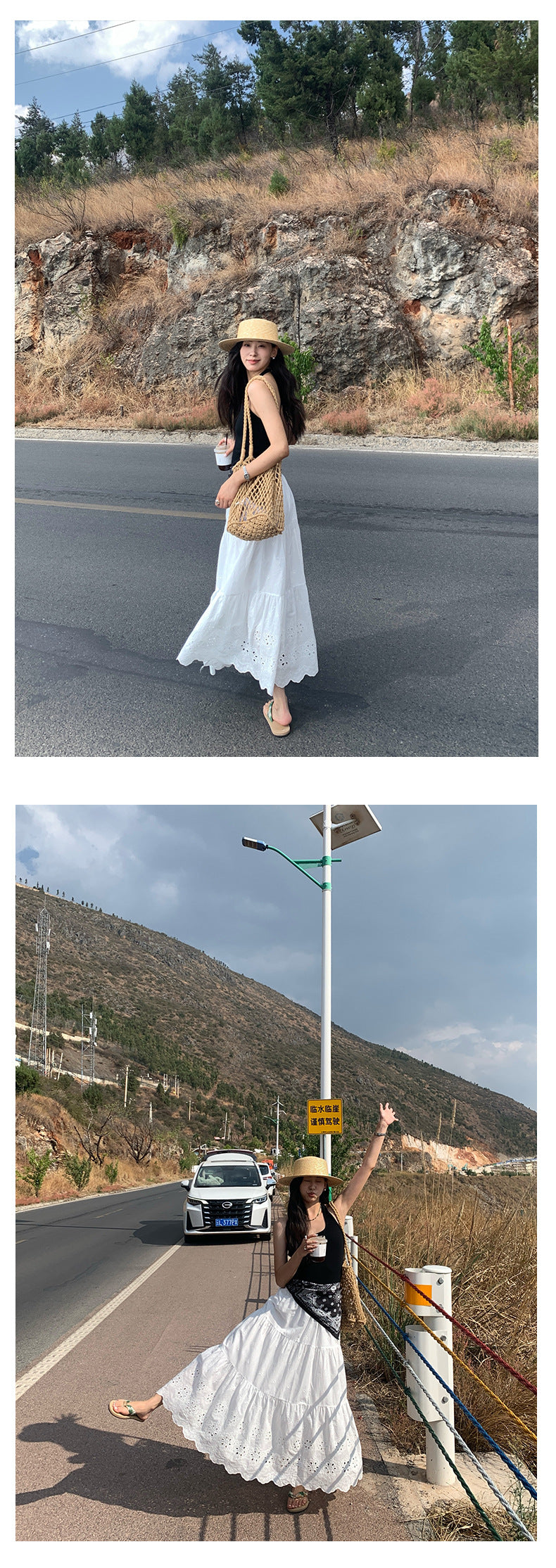 【H5180】實拍夏日甜美刺繡鬆緊腰長裙250415