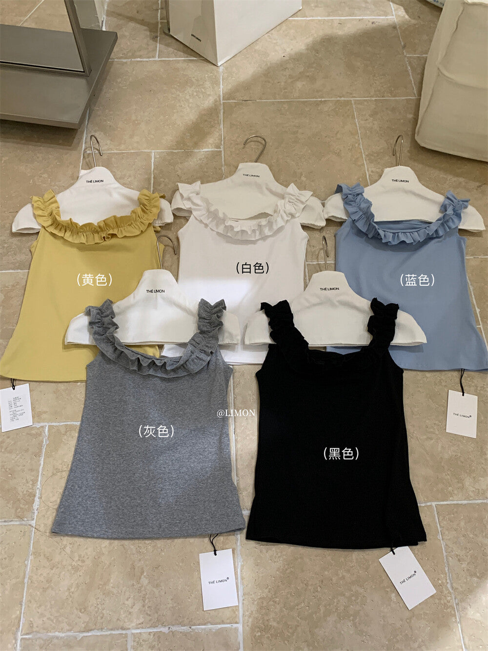 【L8633】實拍檸檬家夏季一字領抽繩修身上衣250519