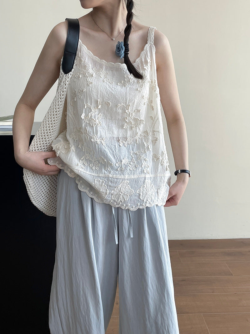 【cimYL201】實拍日系棉質重工刺繡提花背心250410