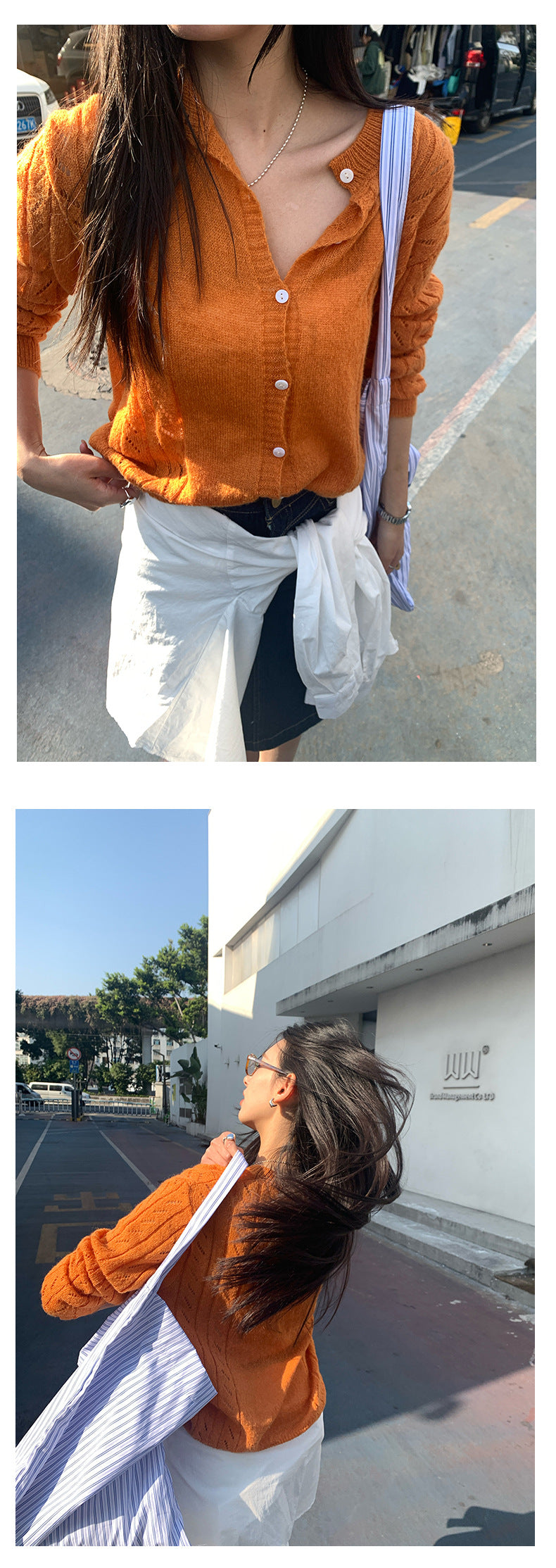 【H5035】實拍早春温柔鏤空長袖毛針織衫250210