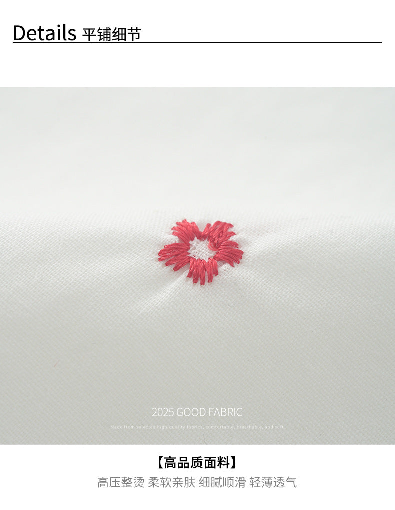【H5355】實拍韓版小荷葉刺繡碎花襯衫250701