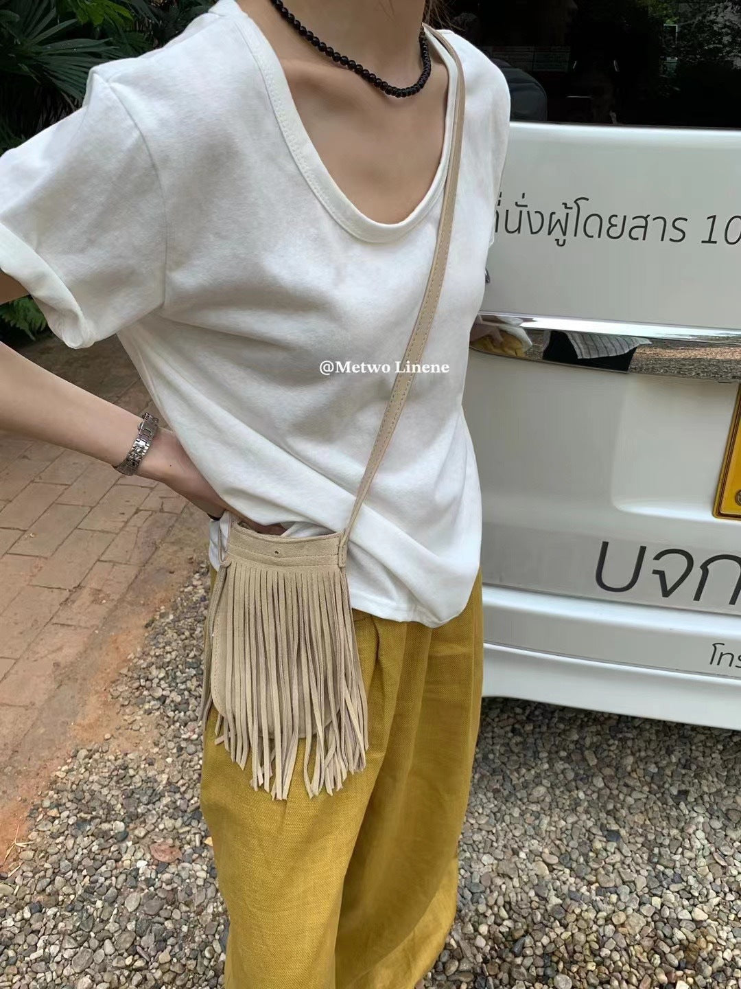 【L08243】實拍Hers夏季純色雪花苧麻短袖T恤250505