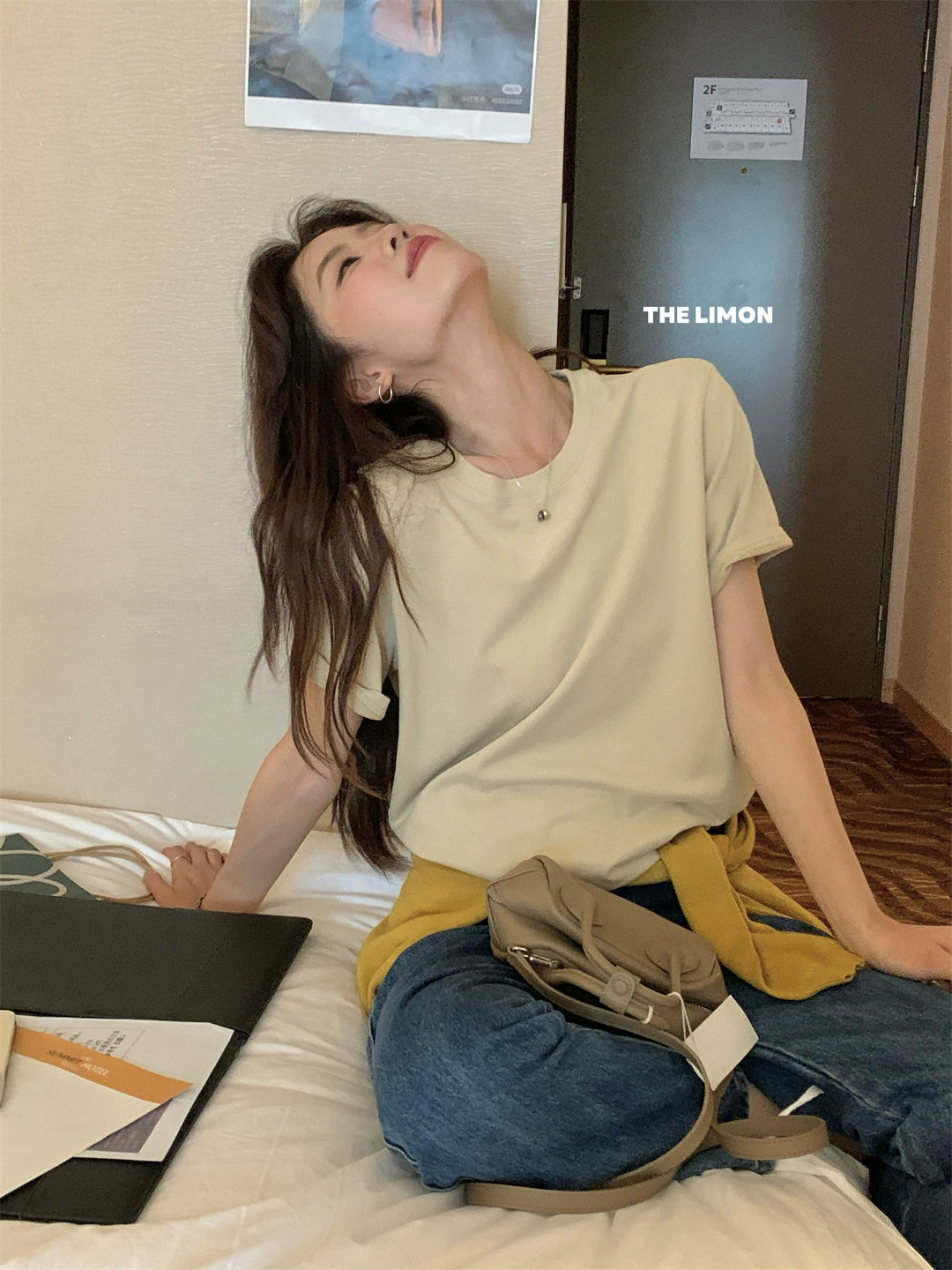 【L9036】實拍檸檬家磨毛雲朵絨短袖t恤250901