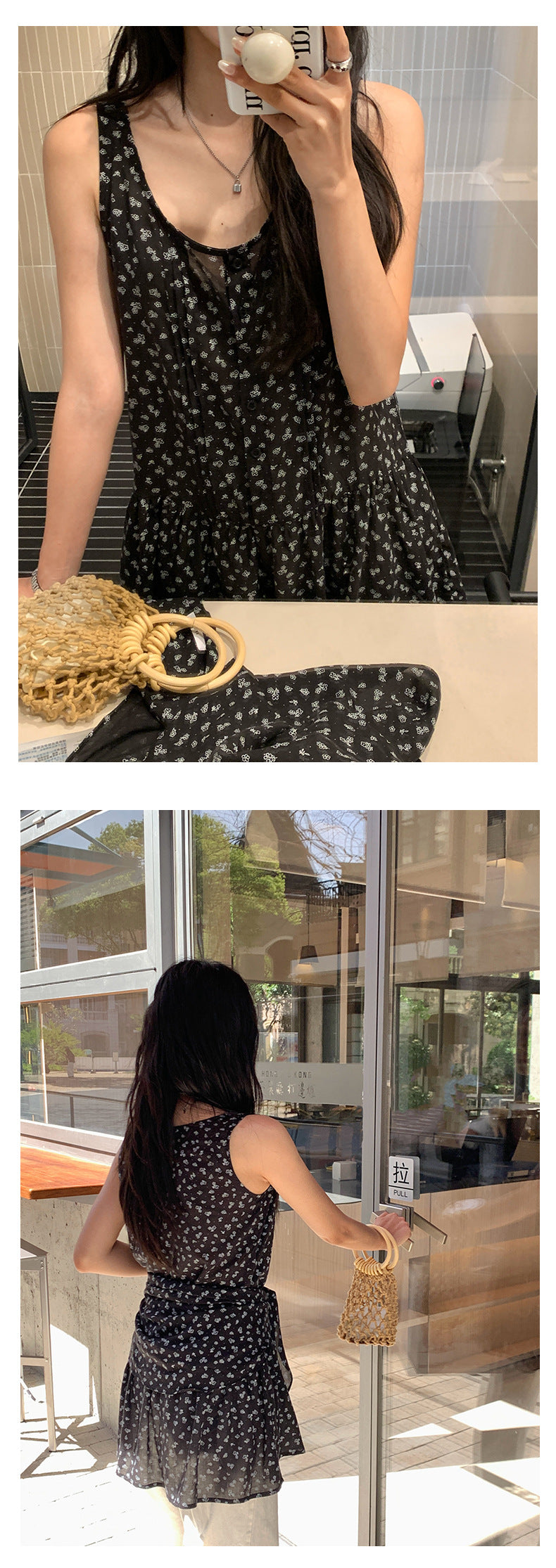 【H5198】實拍夏季優雅碎花繫帶舒適洋裝250422