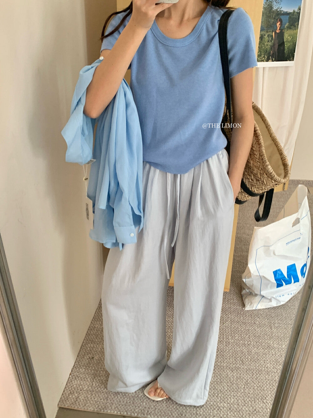 【L8327】實拍夏季亞麻垂感直筒高腰長褲250505