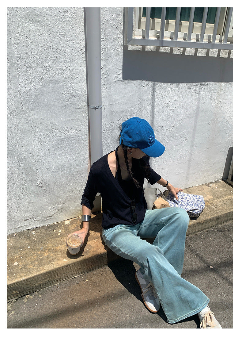 【H5380】實拍S~XL時髦高腰顯瘦微鬆貼腿牛仔褲250902
