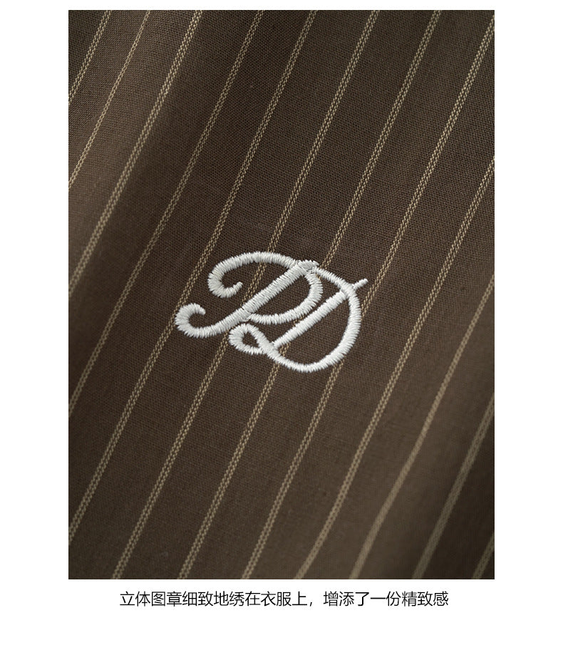 【H5396】實拍韓系秋季中性男友條紋襯衫250902