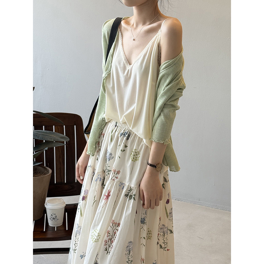 【Y82328】實拍夏季輕熟高級感|蕾絲V領內搭吊帶背心250424