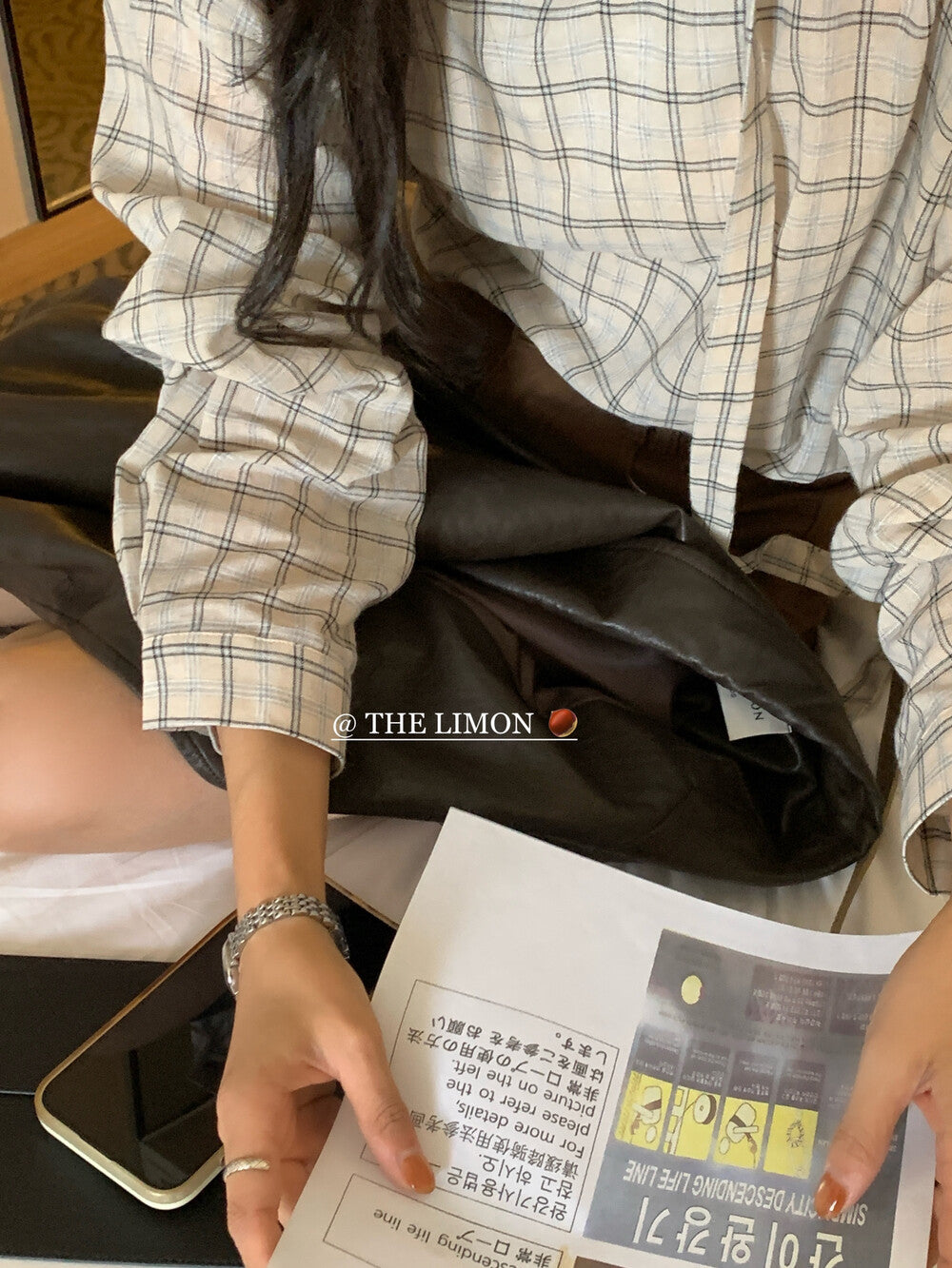 【L9113】實拍檸檬家早秋法式時髦復古格紋長袖襯衫+胸花可拆250901