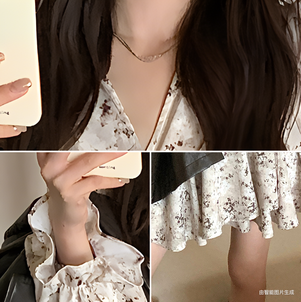 【L9072】實拍檸檬家法式甜美雪紡碎花收腰顯瘦短洋裝250901