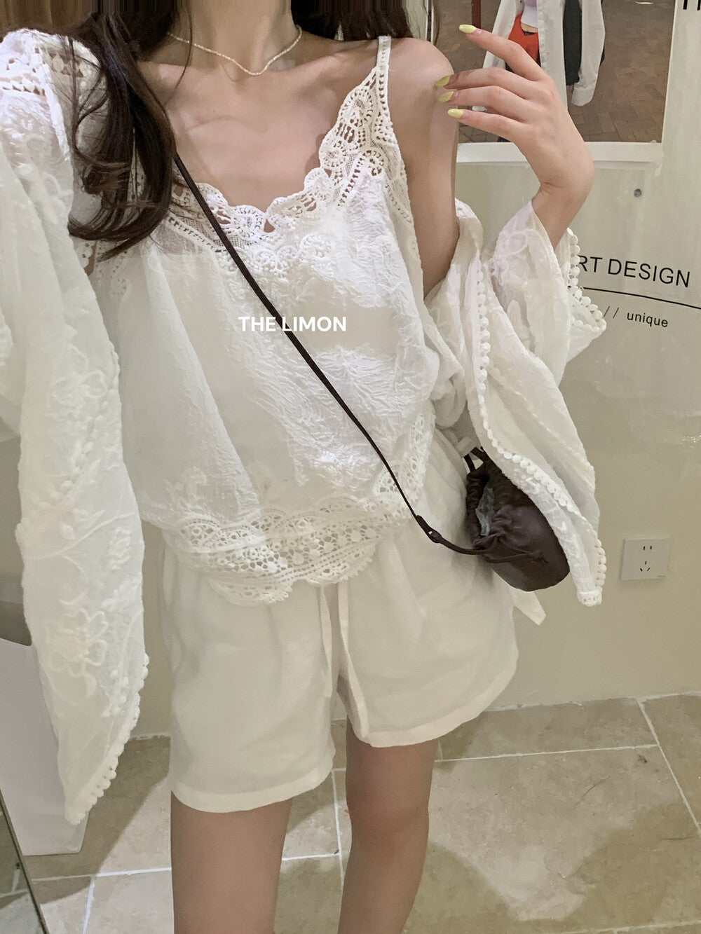 【L8661】實拍檸檬夏秋高級感刺繡防曬衫+吊帶背心套裝250915