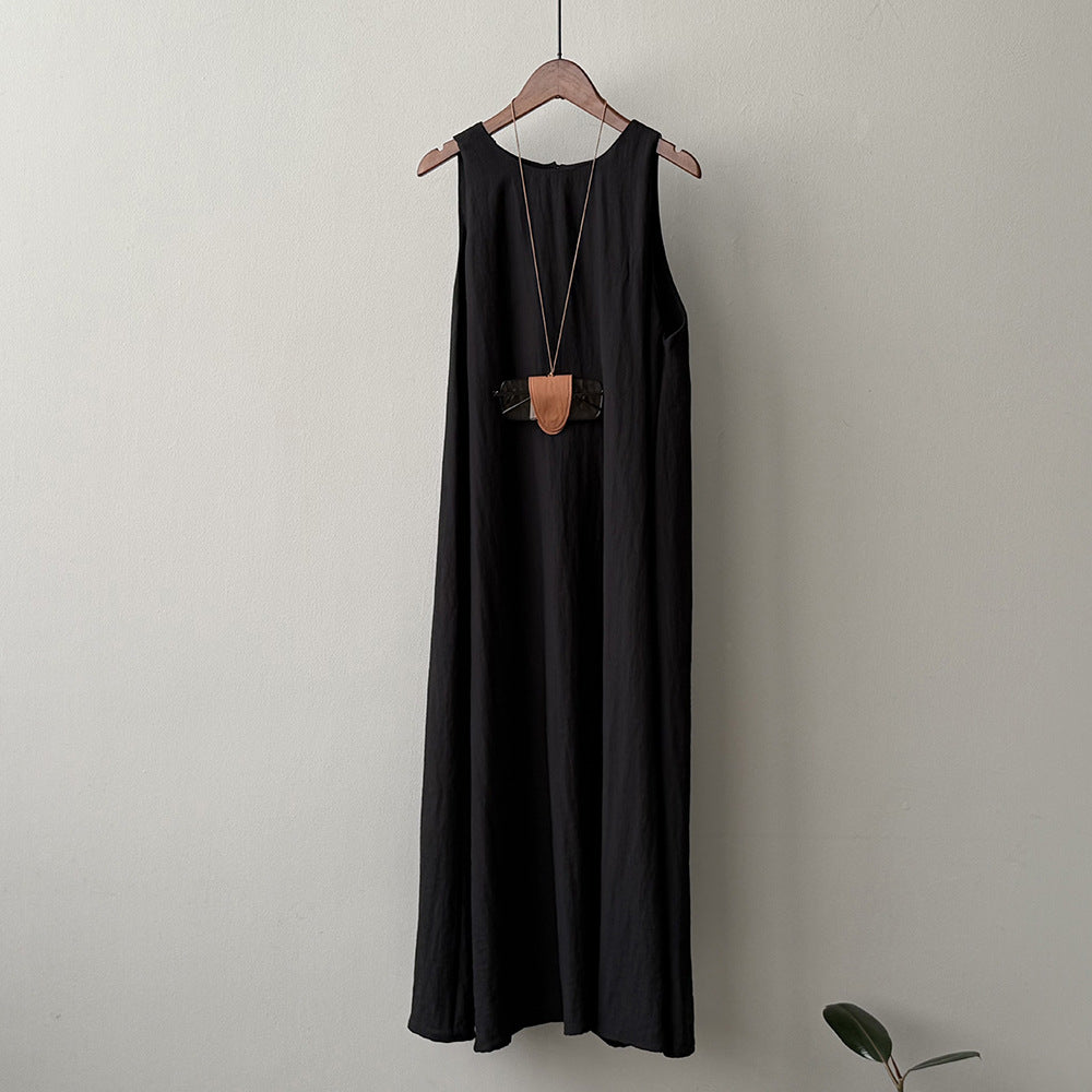 【Y82286】實拍夏季必備氣質寬鬆簡約渡假長洋裝250410