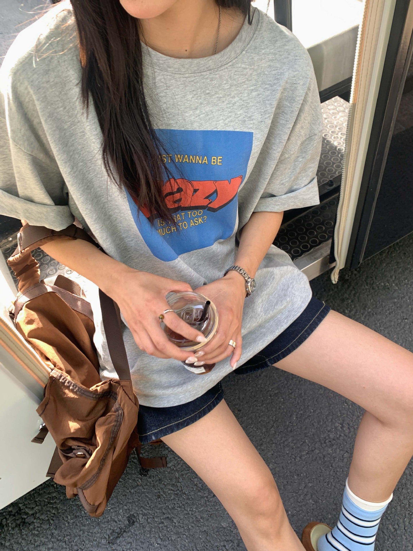 【H5211】實拍美式撞色字母印花寬鬆圓領短袖T恤250422