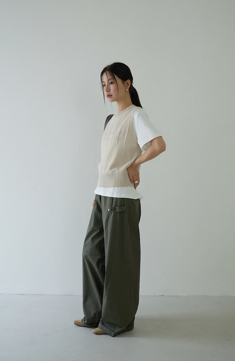 【L3121】實拍美式工裝闊腿休閒褲+朋克風腰帶250825