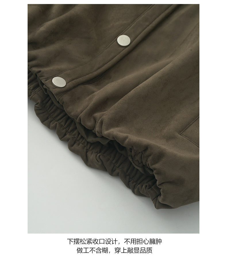 【H5438】實拍復古立領麂皮絨外套250916