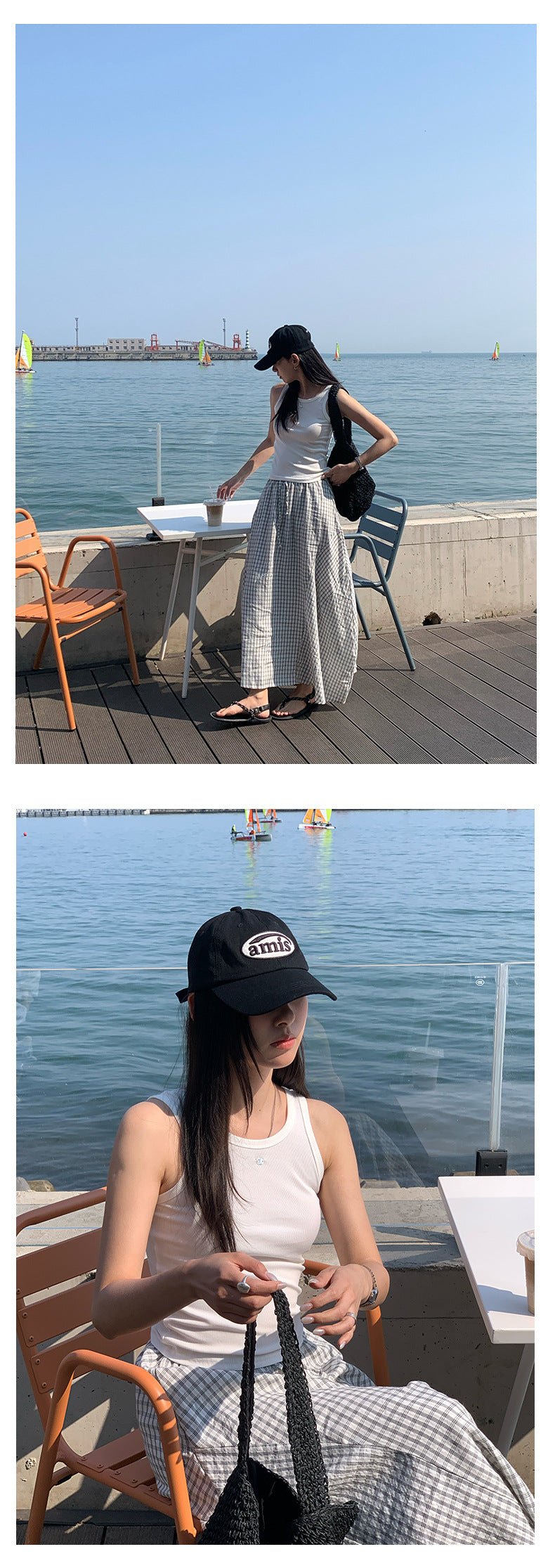 【H5301】實拍夏季輕爽格子氣球長裙250610