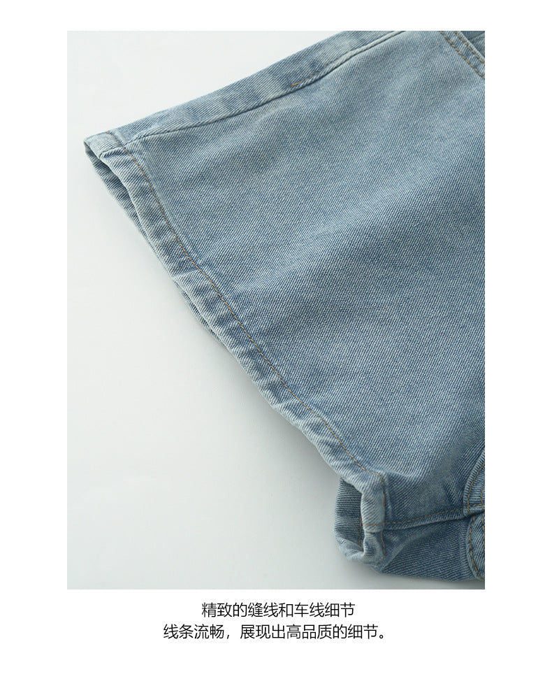 【H5303】 實拍S~XL韓系夏天休閒卷邊顯瘦A字牛仔褲250610