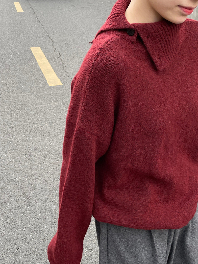 【cimMB698】實拍秋冬高領翻領慵懶針織毛衣(含羊毛6%)241204
