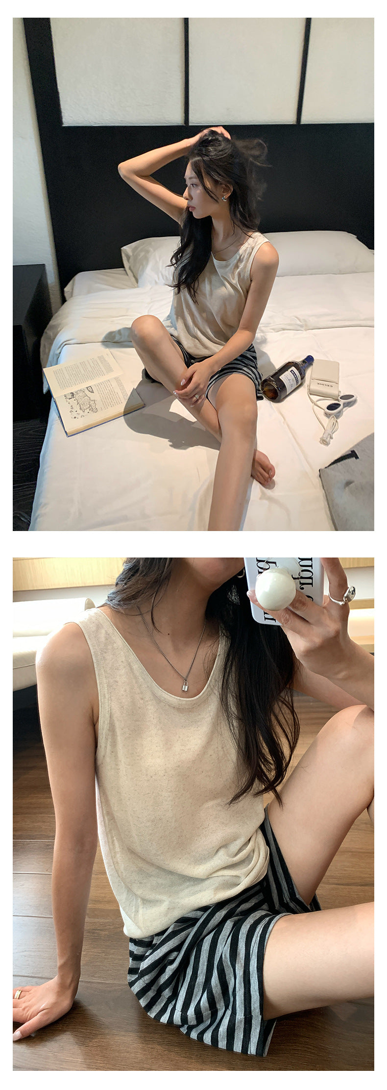 【H5238】實拍夏日涼雙含亞麻針織新背心250506